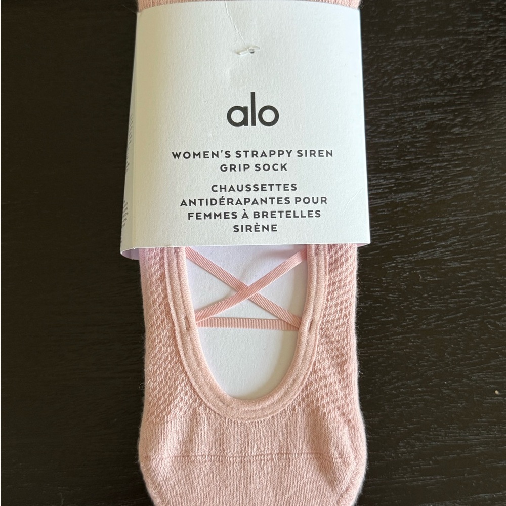Alo Pink Strappy Siren Grip Socks